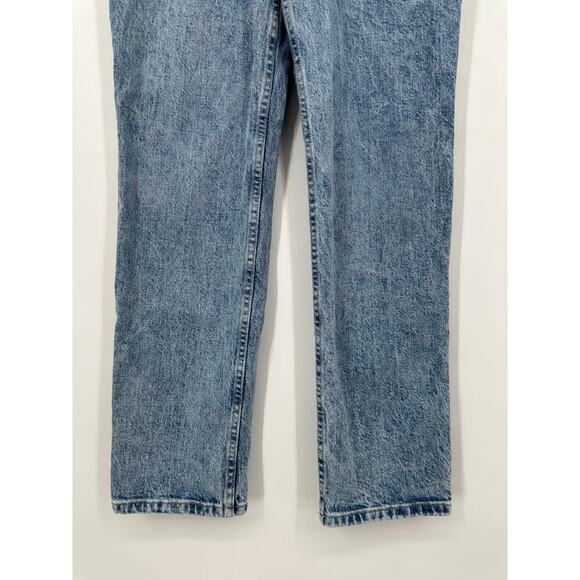 Hollister Social Tourist Ultra High Rise Straight Leg Jeans Cut-Out Waist, Blue - Picture 7 of 13